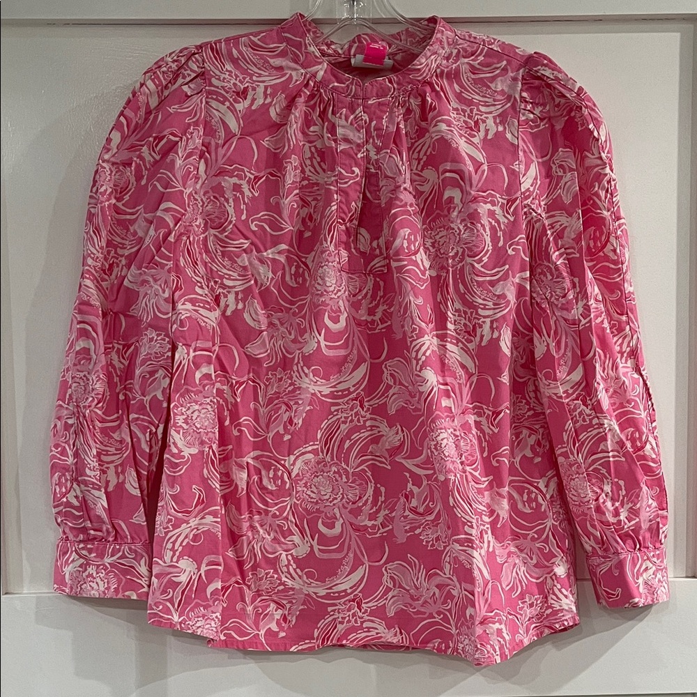 Lilly Pulitzer x Goop Paltrow Blouse in Hotty Pink Size Small